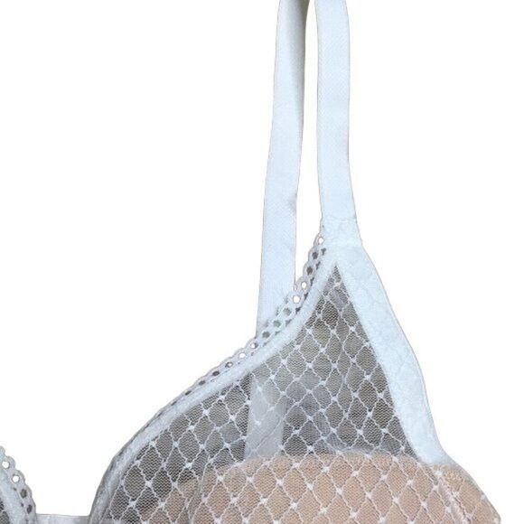 Fredericks Of Hollywood White Mesh Lace Underwire Bra 36D - Picture 2 of 5